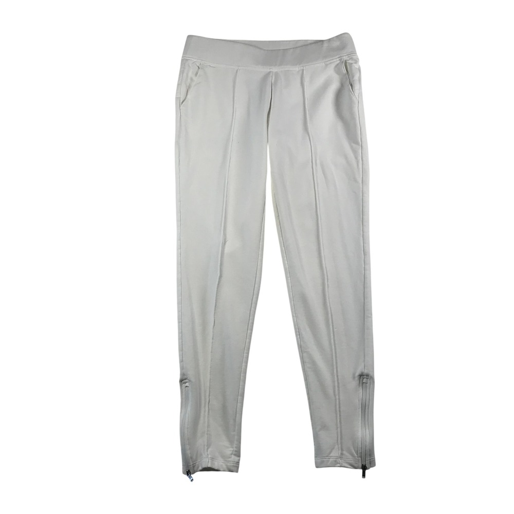 Lauren Ralph Lauren Womens White Knit Pintuck Ankle Zip Pants Small